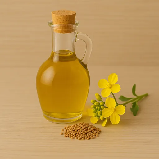 Rape, colza or mustard oil and fractions thereof, whether or not refined